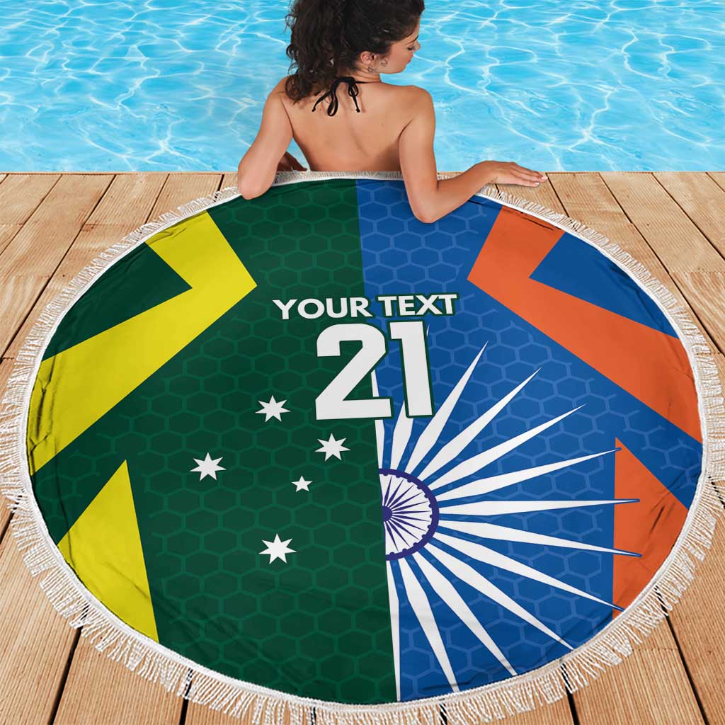 India vs Australia Custom Beach Blanket Blue vs Gold Cricket Heritage - Aussie Hoodie