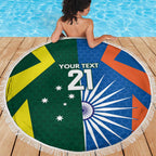 India vs Australia Custom Beach Blanket Blue vs Gold Cricket Heritage - Aussie Hoodie