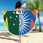 India vs Australia Custom Beach Blanket Blue vs Gold Cricket Heritage - Aussie Hoodie