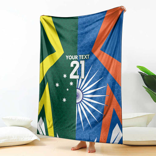 India vs Australia Custom Blanket Blue vs Gold Cricket Heritage - Aussie Hoodie