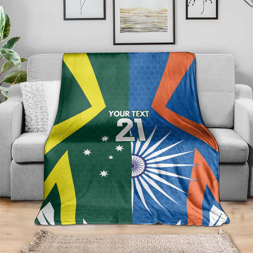 India vs Australia Custom Blanket Blue vs Gold Cricket Heritage - Aussie Hoodie