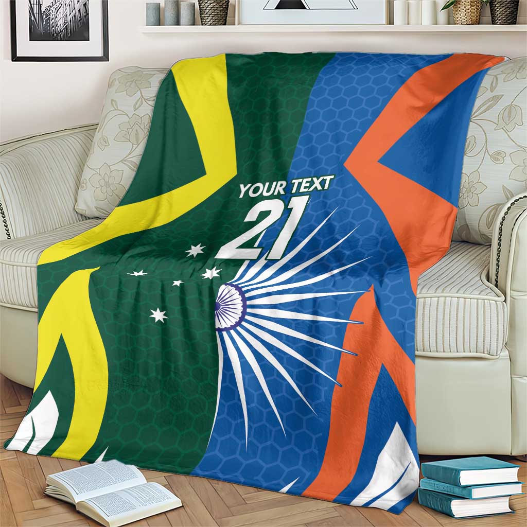 India vs Australia Custom Blanket Blue vs Gold Cricket Heritage - Aussie Hoodie