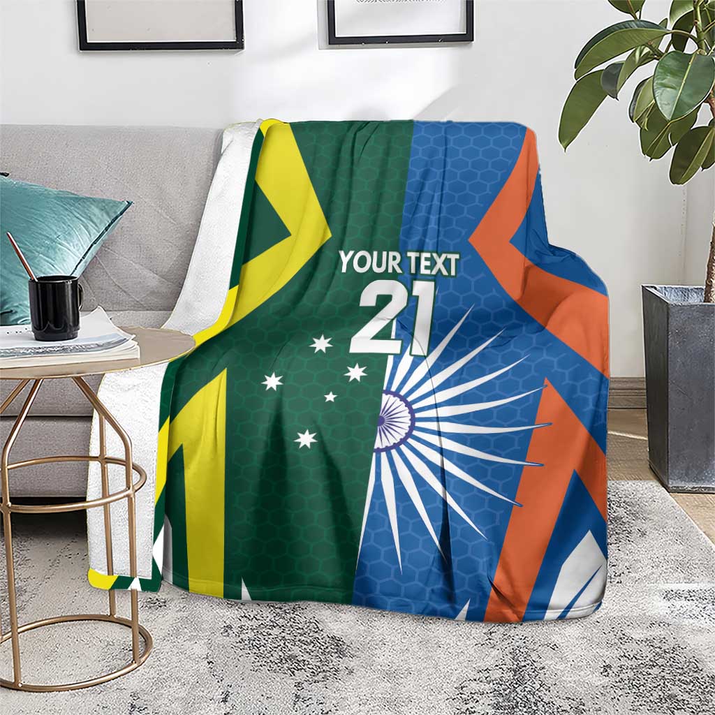 India vs Australia Custom Blanket Blue vs Gold Cricket Heritage - Aussie Hoodie