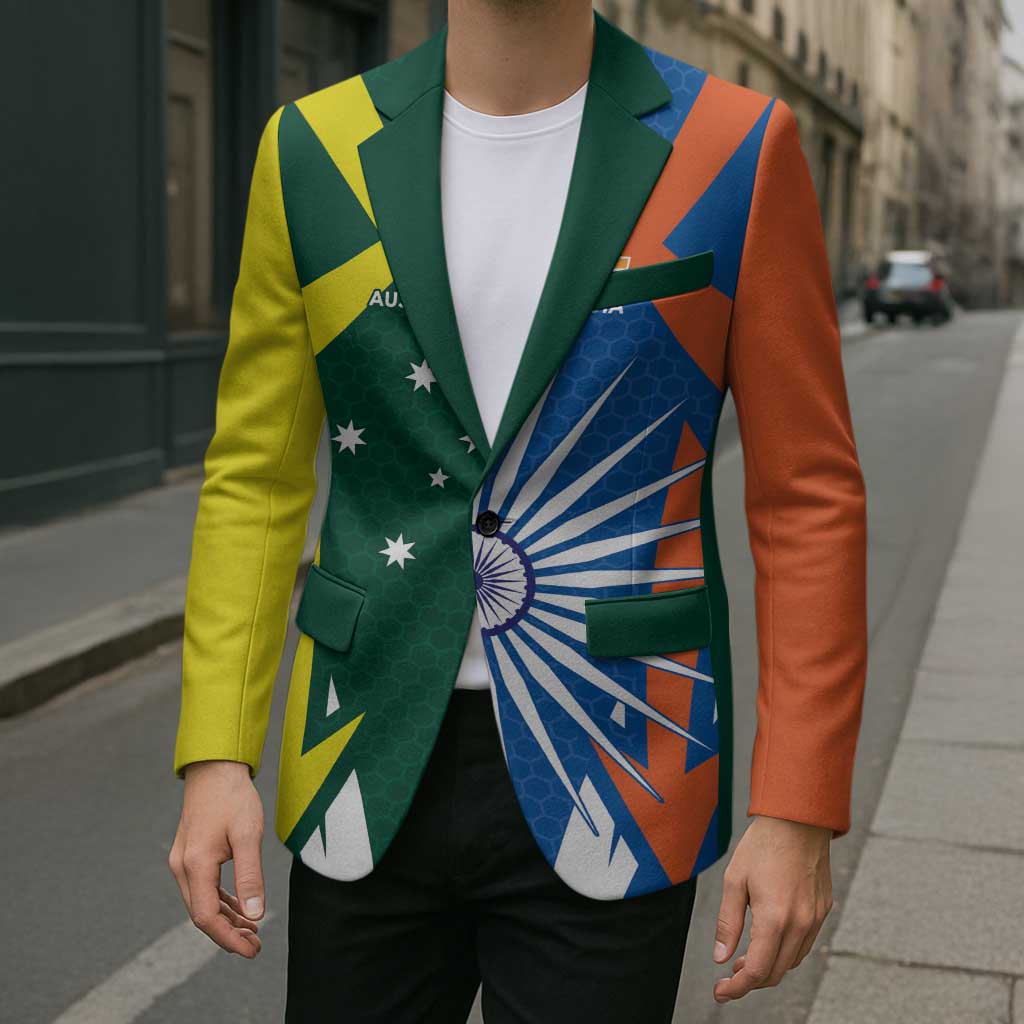 India vs Australia Custom Blazer Blue vs Gold Cricket Heritage - Aussie Hoodie