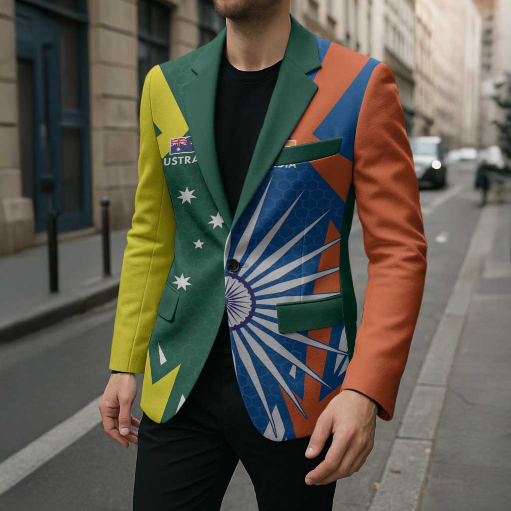India vs Australia Custom Blazer Blue vs Gold Cricket Heritage - Aussie Hoodie