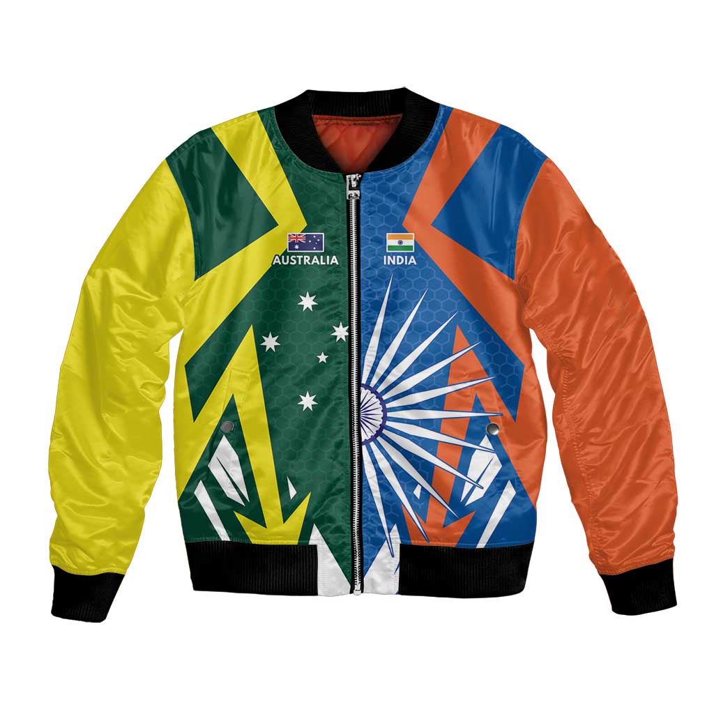 India vs Australia Custom Bomber Jacket Blue vs Gold Cricket Heritage - Aussie Hoodie