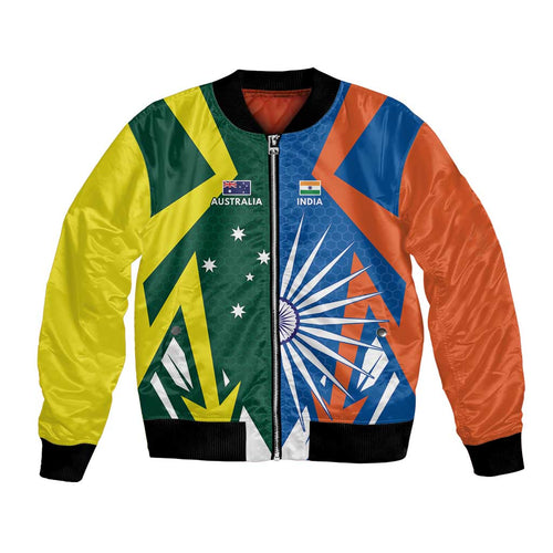 India vs Australia Custom Bomber Jacket Blue vs Gold Cricket Heritage - Aussie Hoodie