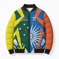 India vs Australia Custom Bomber Puffer Jacket Blue vs Gold Cricket Heritage - Aussie Hoodie