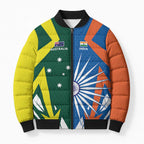 India vs Australia Custom Bomber Puffer Jacket Blue vs Gold Cricket Heritage - Aussie Hoodie