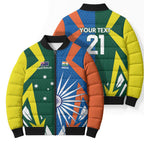 India vs Australia Custom Bomber Puffer Jacket Blue vs Gold Cricket Heritage - Aussie Hoodie