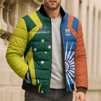 India vs Australia Custom Bomber Puffer Jacket Blue vs Gold Cricket Heritage - Aussie Hoodie