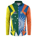 India vs Australia Custom Button Sweatshirt Blue vs Gold Cricket Heritage - Aussie Hoodie