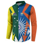 India vs Australia Custom Button Sweatshirt Blue vs Gold Cricket Heritage - Aussie Hoodie