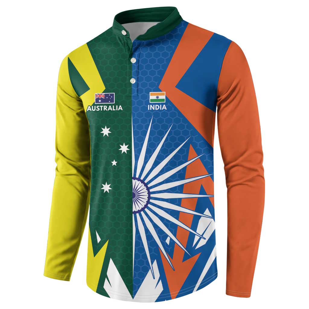 India vs Australia Custom Button Sweatshirt Blue vs Gold Cricket Heritage - Aussie Hoodie