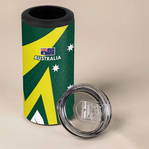 India vs Australia Custom 4 in 1 Can Cooler Tumbler Blue vs Gold Cricket Heritage - Aussie Hoodie