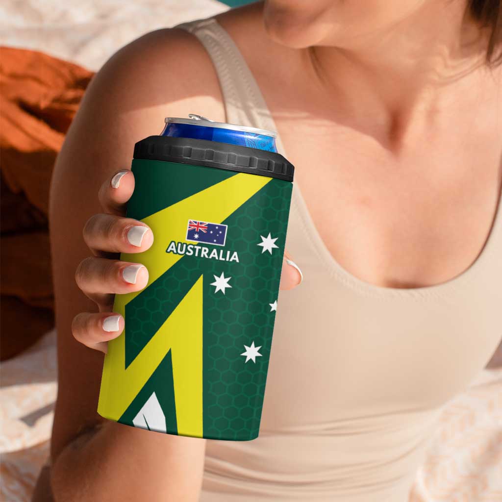 India vs Australia Custom 4 in 1 Can Cooler Tumbler Blue vs Gold Cricket Heritage - Aussie Hoodie