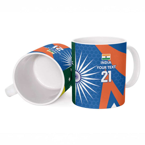 India vs Australia Custom Ceramic Mug Blue vs Gold Cricket Heritage - Aussie Hoodie