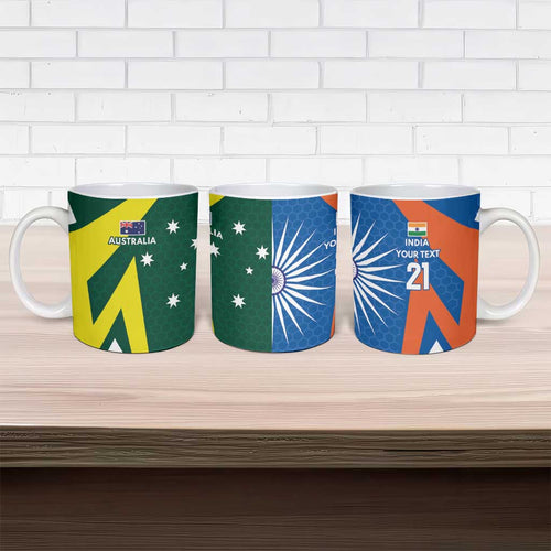 India vs Australia Custom Ceramic Mug Blue vs Gold Cricket Heritage - Aussie Hoodie