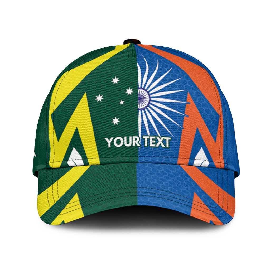 India vs Australia Personalised Classic Cap Blue vs Gold Cricket Heritage - Aussie Hoodie