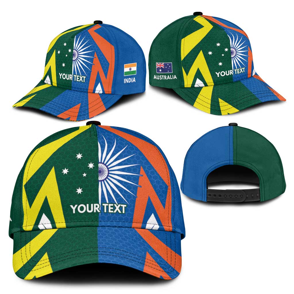 India vs Australia Personalised Classic Cap Blue vs Gold Cricket Heritage - Aussie Hoodie