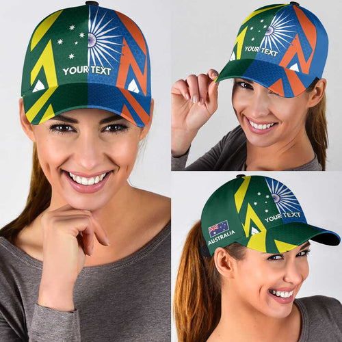 India vs Australia Personalised Classic Cap Blue vs Gold Cricket Heritage - Aussie Hoodie