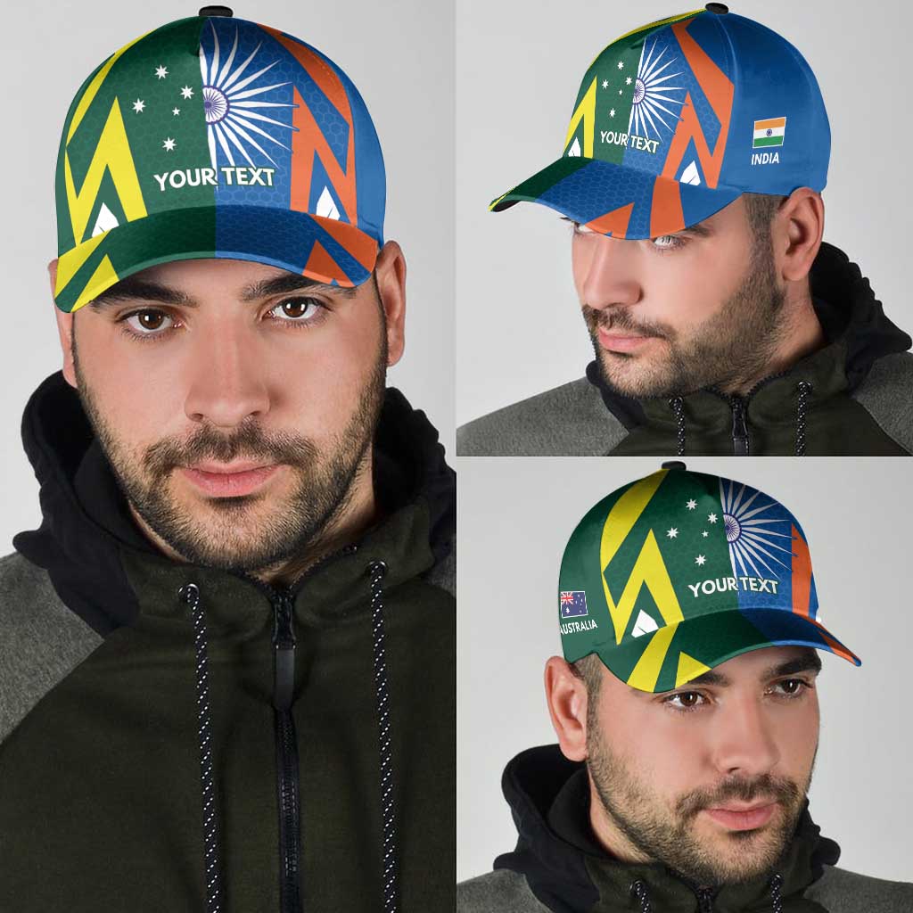 India vs Australia Personalised Classic Cap Blue vs Gold Cricket Heritage - Aussie Hoodie