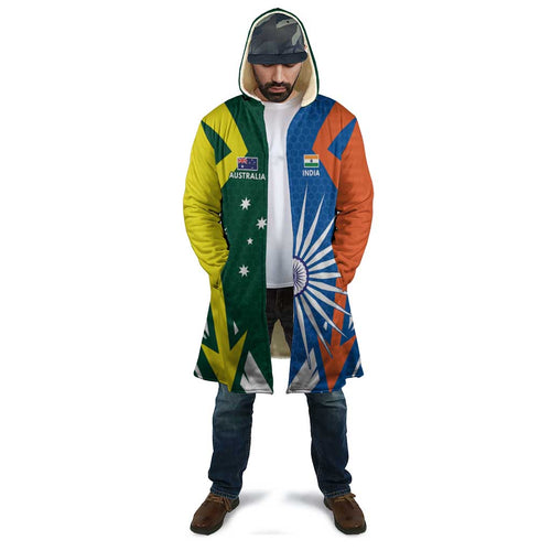 India vs Australia Custom Cloak Blue vs Gold Cricket Heritage - Aussie Hoodie
