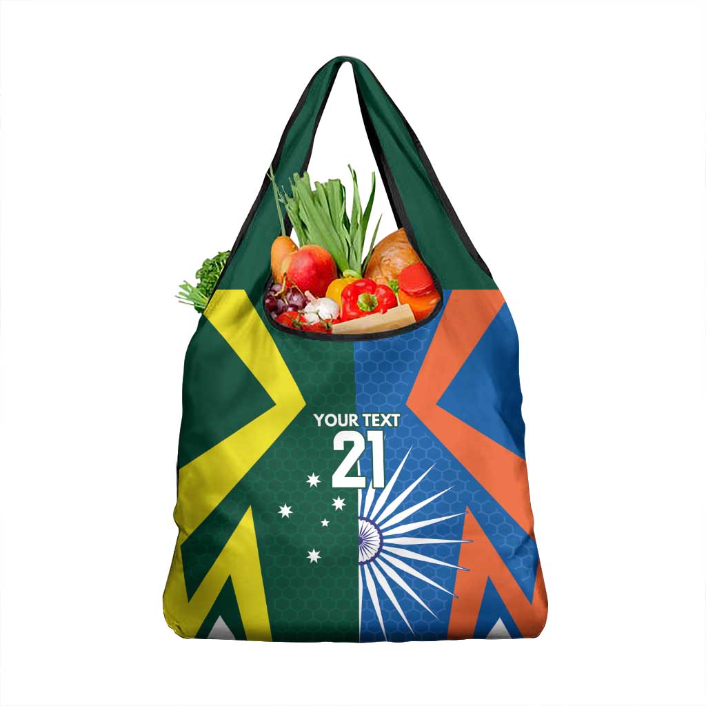 India vs Australia Custom Grocery Bag Blue vs Gold Cricket Heritage - Aussie Hoodie
