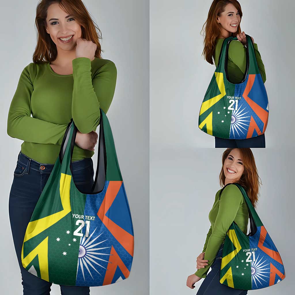 India vs Australia Custom Grocery Bag Blue vs Gold Cricket Heritage - Aussie Hoodie