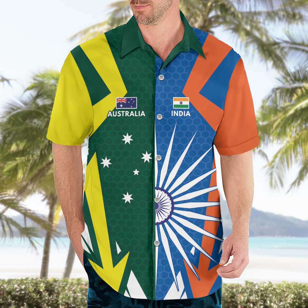 India vs Australia Custom Hawaiian Shirt Blue vs Gold Cricket Heritage - Aussie Hoodie