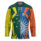 India vs Australia Custom Hockey Jersey Blue vs Gold Cricket Heritage - Aussie Hoodie
