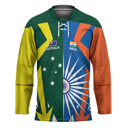 India vs Australia Custom Hockey Jersey Blue vs Gold Cricket Heritage - Aussie Hoodie