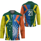 India vs Australia Custom Hockey Jersey Blue vs Gold Cricket Heritage - Aussie Hoodie