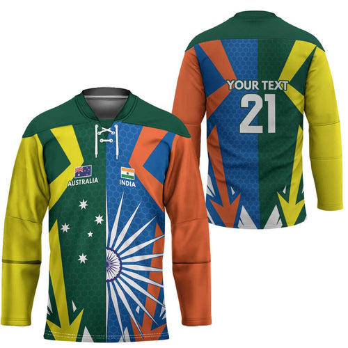 India vs Australia Custom Hockey Jersey Blue vs Gold Cricket Heritage - Aussie Hoodie
