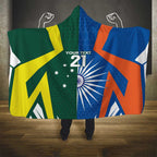India vs Australia Custom Hooded Blanket Blue vs Gold Cricket Heritage - Aussie Hoodie