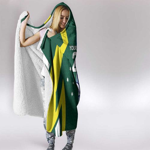 India vs Australia Custom Hooded Blanket Blue vs Gold Cricket Heritage - Aussie Hoodie