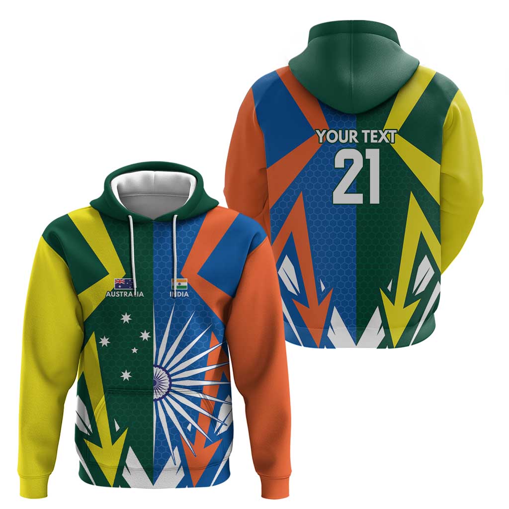 India vs Australia Custom Hoodie Blue vs Gold Cricket Heritage - Aussie Hoodie