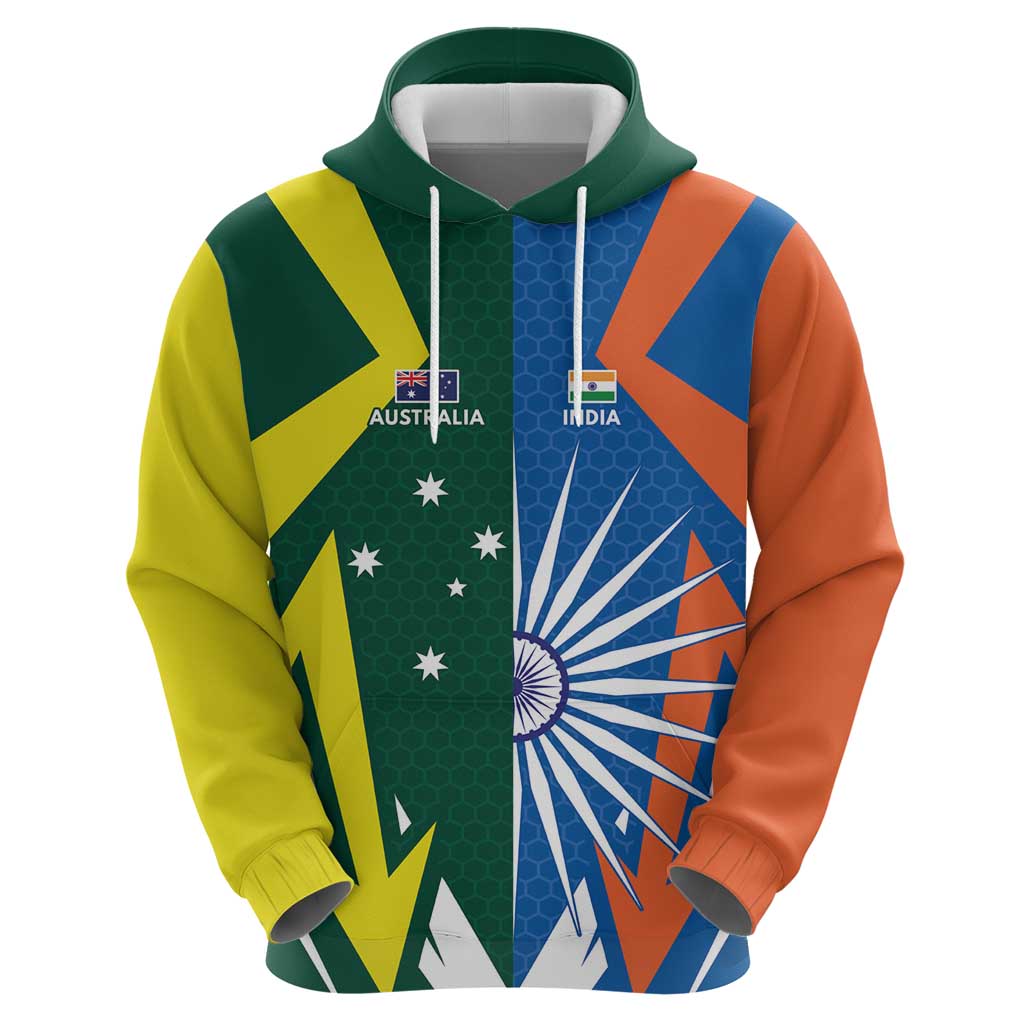 India vs Australia Custom Hoodie Blue vs Gold Cricket Heritage - Aussie Hoodie