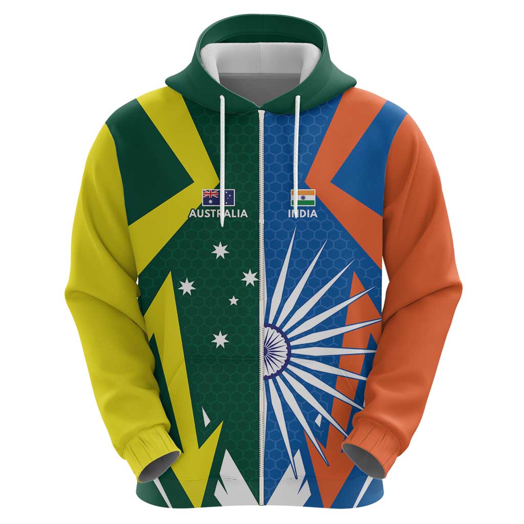 India vs Australia Custom Hoodie Blue vs Gold Cricket Heritage - Aussie Hoodie