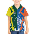 India vs Australia Custom Kid Hawaiian Shirt Blue vs Gold Cricket Heritage - Aussie Hoodie