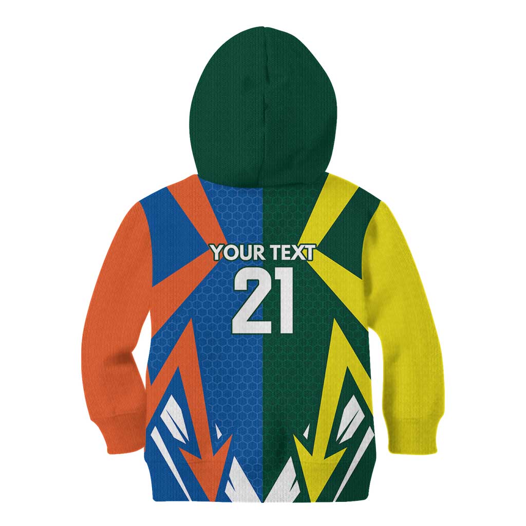 India vs Australia Custom Kid Hoodie Blue vs Gold Cricket Heritage - Aussie Hoodie