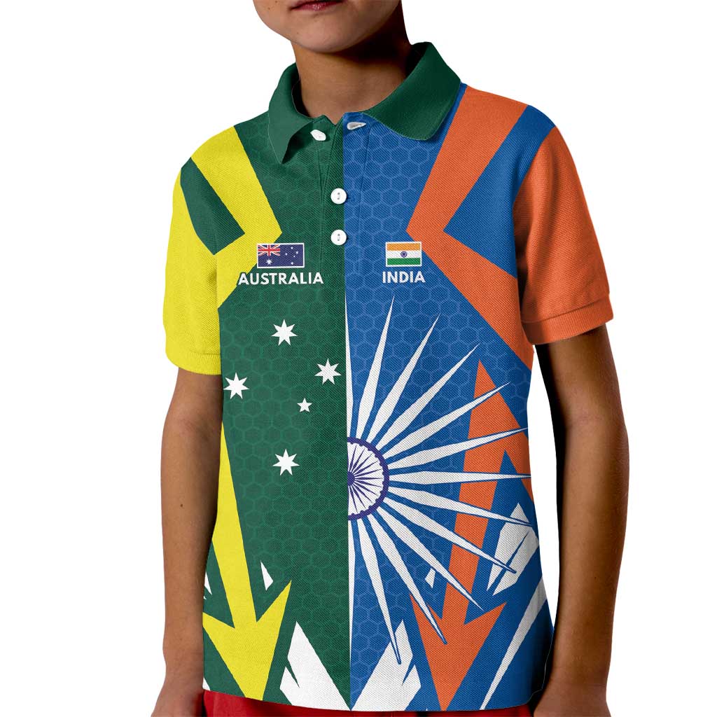 India vs Australia Custom Kid Polo Shirt Blue vs Gold Cricket Heritage - Aussie Hoodie