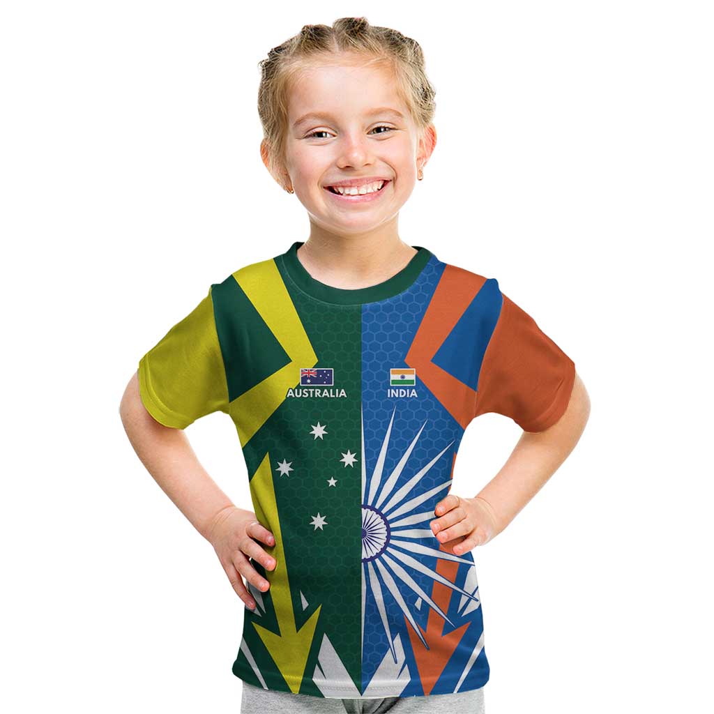 India vs Australia Custom Kid T Shirt Blue vs Gold Cricket Heritage - Aussie Hoodie
