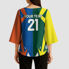 India vs Australia Custom Kimono Sleeve Blouse Blue vs Gold Cricket Heritage - Aussie Hoodie
