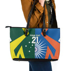 India vs Australia Custom Leather Tote Bag Blue vs Gold Cricket Heritage - Aussie Hoodie