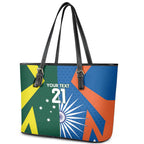 India vs Australia Custom Leather Tote Bag Blue vs Gold Cricket Heritage - Aussie Hoodie