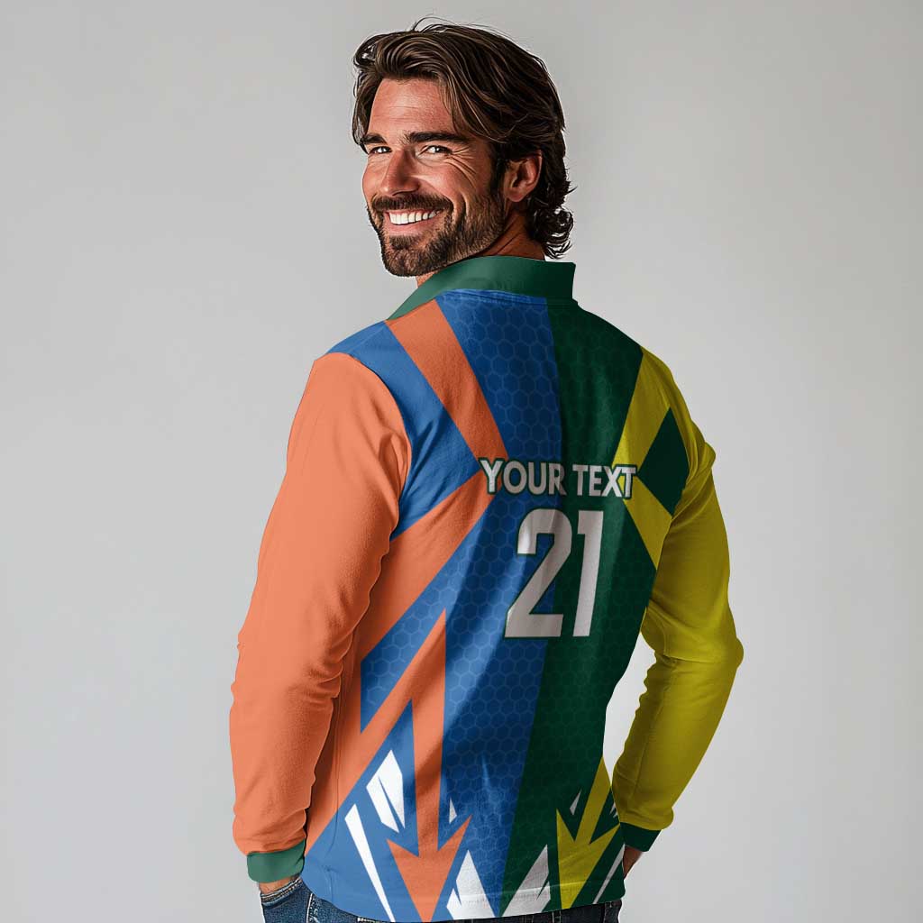 India vs Australia Custom Long Sleeve Polo Shirt Blue vs Gold Cricket Heritage - Aussie Hoodie