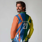 India vs Australia Custom Long Sleeve Polo Shirt Blue vs Gold Cricket Heritage - Aussie Hoodie