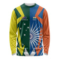 India vs Australia Custom Long Sleeve Shirt Blue vs Gold Cricket Heritage - Aussie Hoodie