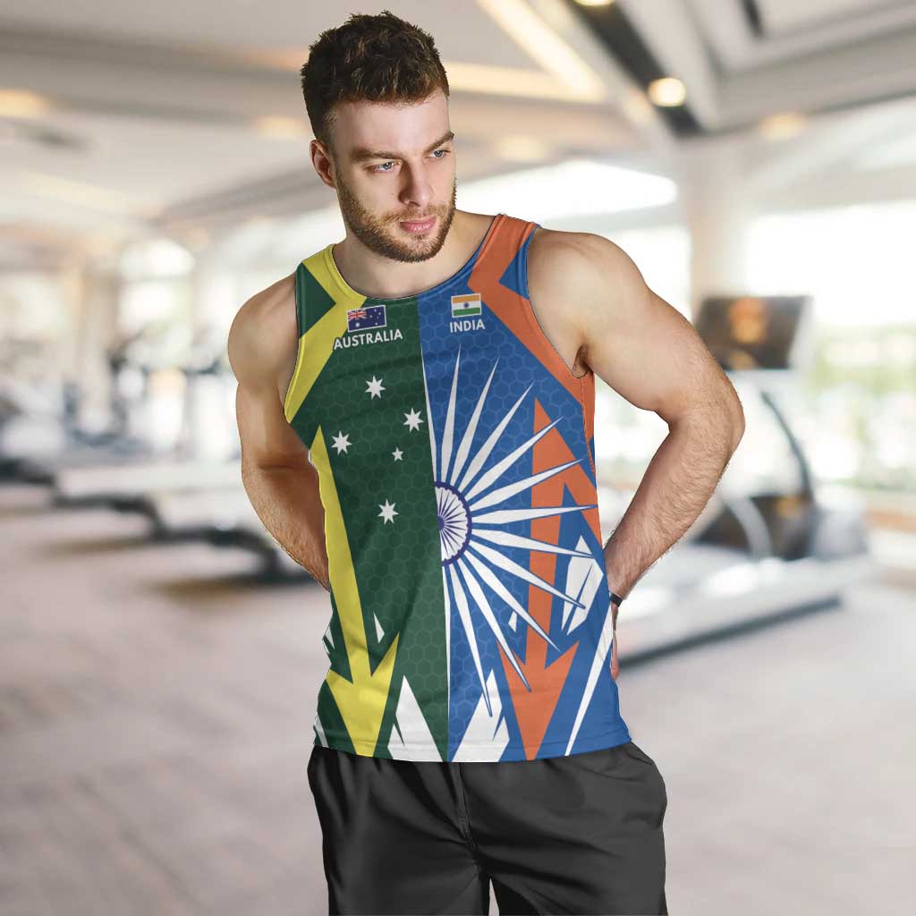 India vs Australia Custom Men Tank Top Blue vs Gold Cricket Heritage - Aussie Hoodie